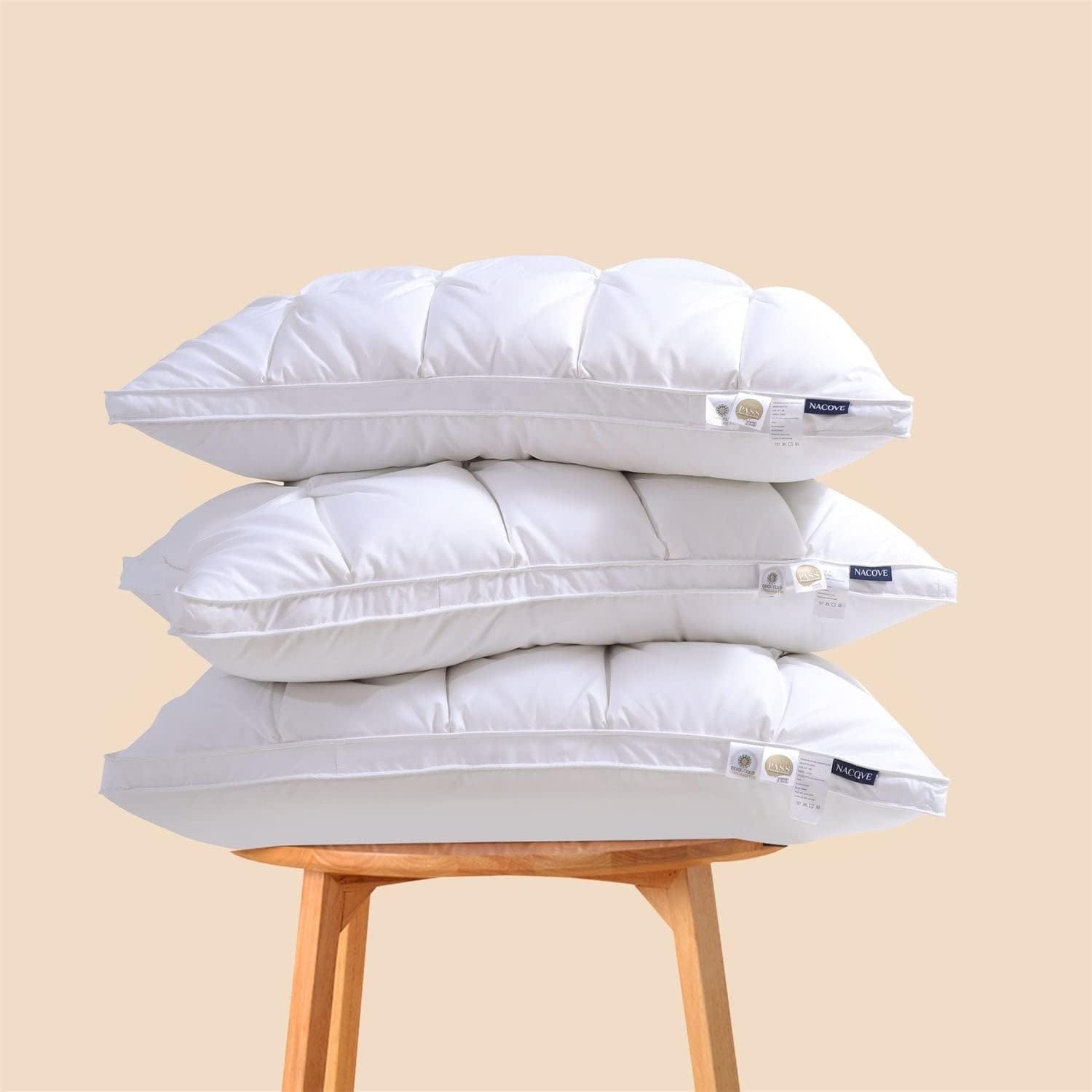 Nacove Heavenly Dreams Goose Down Pillow- Premium Quality Pillow - Breathable, Naturally Soft for - Sleep in Ultimate Comfort - Queen - 20 * 30(Free Pillowcase)