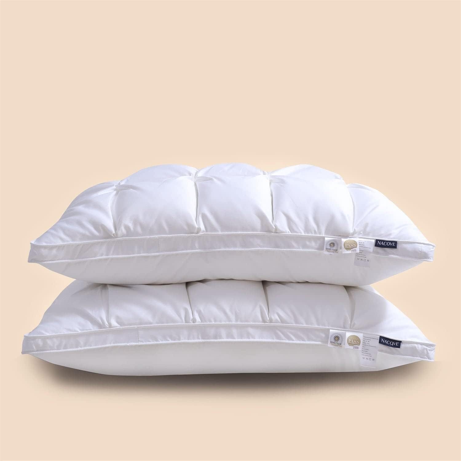 Nacove Heavenly Dreams Goose Down Pillow- Premium Quality Pillow - Breathable, Naturally Soft for - Sleep in Ultimate Comfort - Queen - 20 * 30(Free Pillowcase)