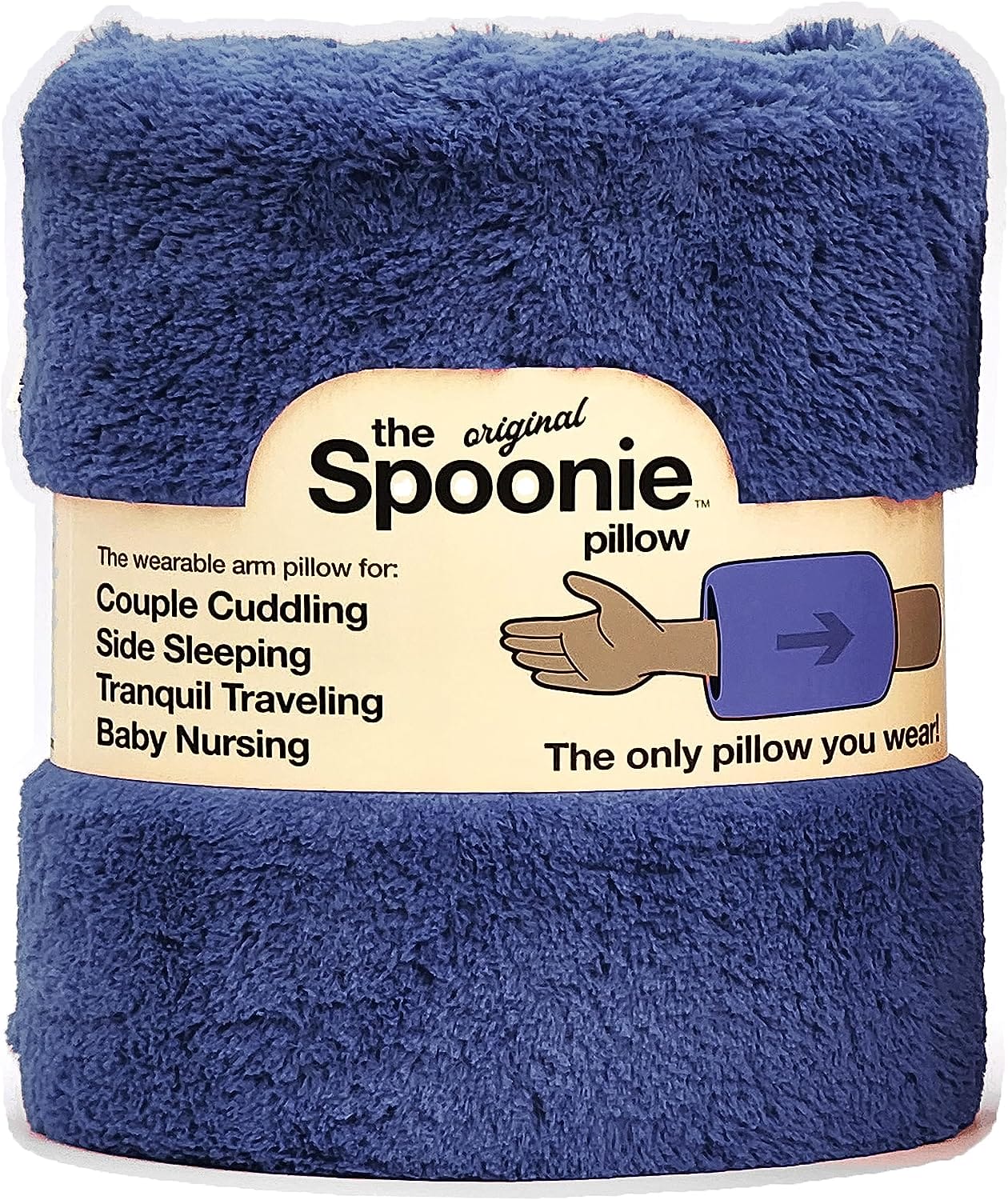 THE SPOONIE PILLOW: The Ultimate Arm Pillow to Travel, Sleep, and Cuddle - Best Pillow for Side Sleepers and Arm Support - Breathable  Washable (Blue)