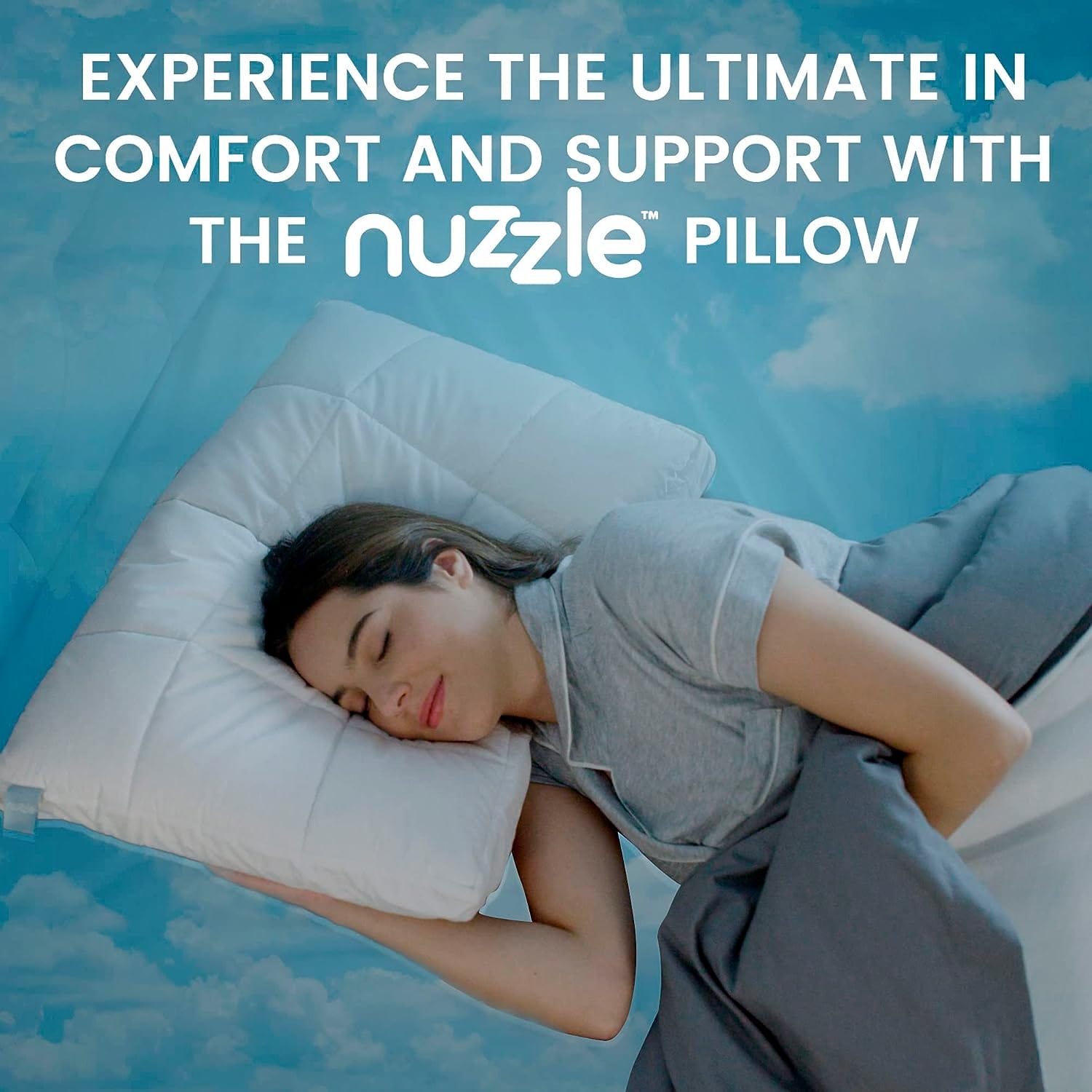 Nuzzle Bed Pillow for Sleeping - Ultra Soft Cooling Pillow with 2 Adjustable Inner Layers for Comforting Support, Washable Luxury Queen Size Pillows - Perfect for Side, Back, and Stomach Sleepers