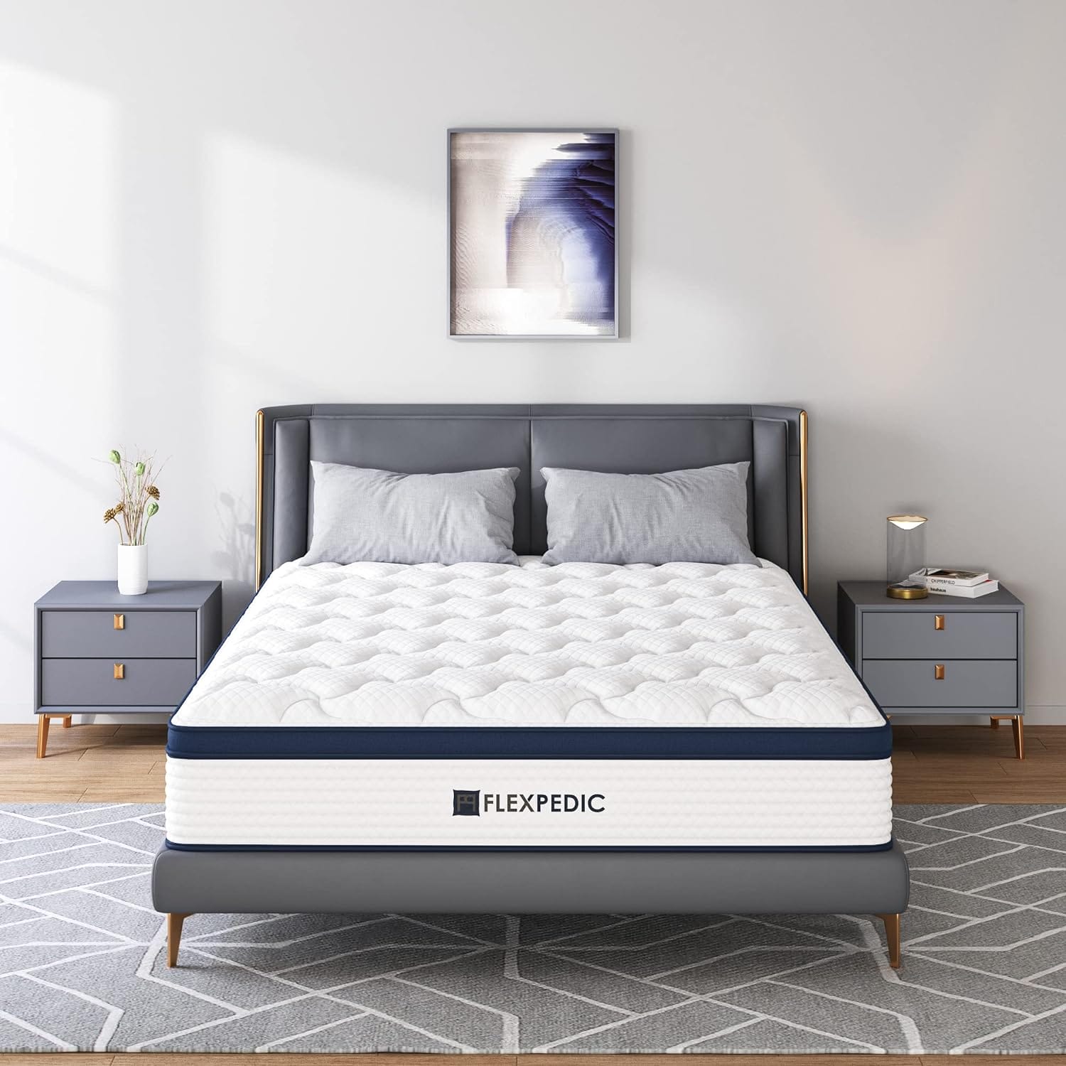 FLEXPEDIC Deep Sleep Twin Mattress 10 Inch in a Box, Cloud Euro Top Soft Hybrid Mattress Made in USA, Memory Foam Pocket Innerspring Mattresses, CertiPUR-US Certified