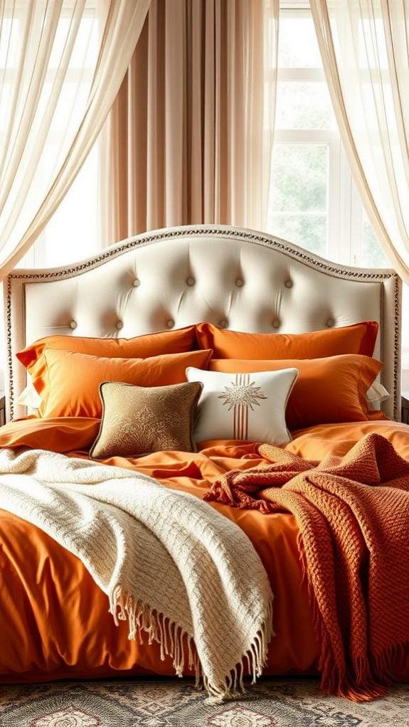 clay colored bed linens