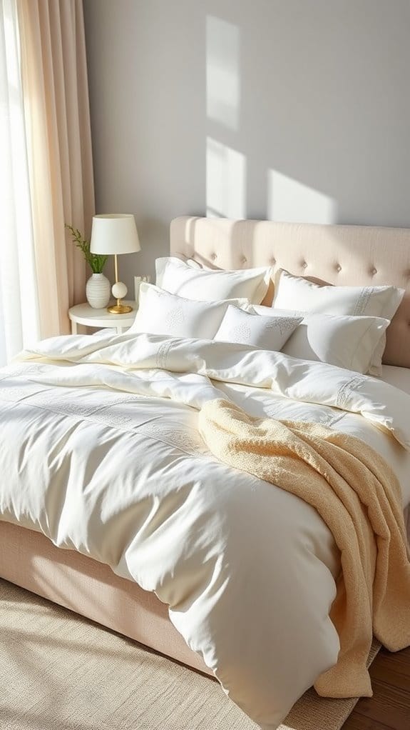 elegant cream bed linens