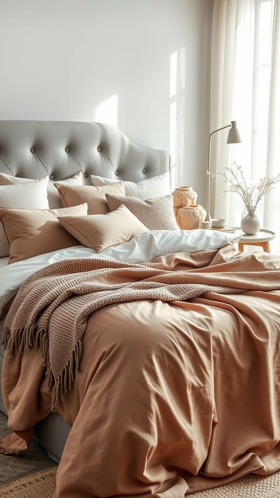 luxurious brown bed linens