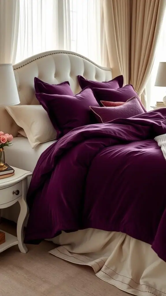 What Color Bedding Goes With Cream Headboard: 50 Unique Ideas You’ll Love 30 luxurious plum bedding set