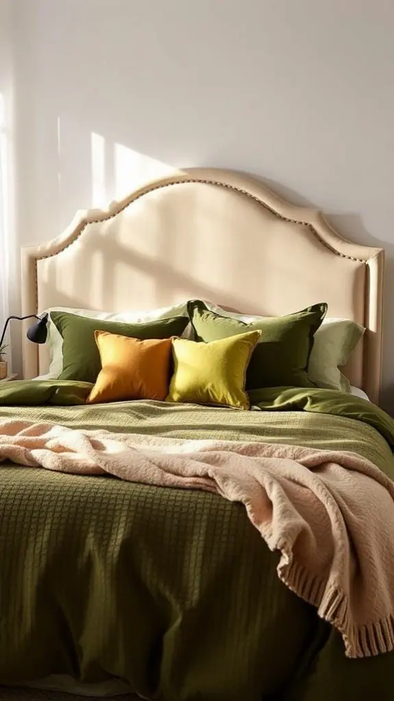 What Color Bedding Goes With Cream Headboard: 50 Unique Ideas You’ll Love 21 olive green bed linens