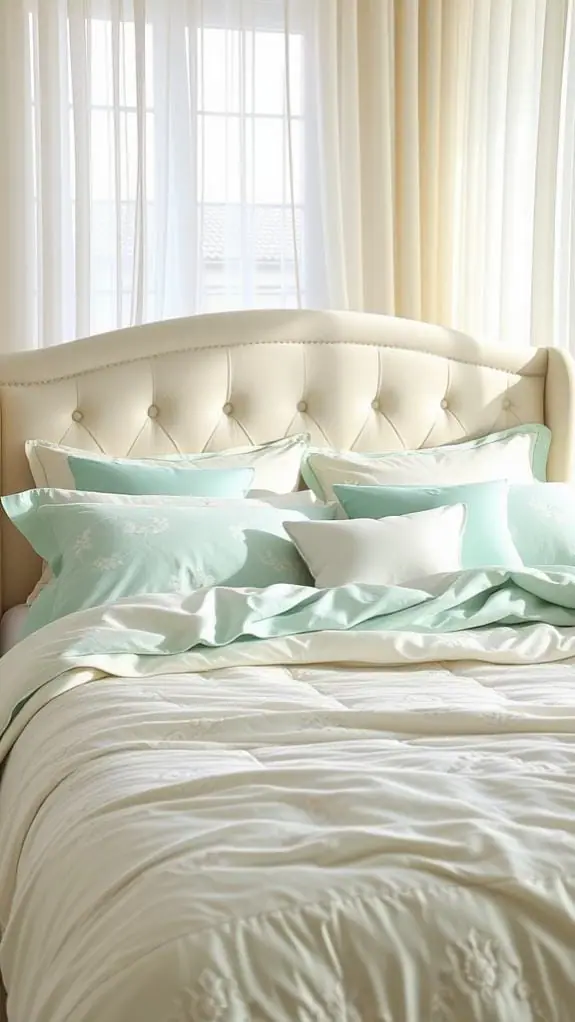What Color Bedding Goes With Cream Headboard: 50 Unique Ideas You’ll Love 8 soft mint green bedding