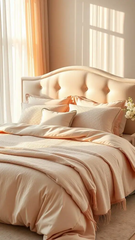 What Color Bedding Goes With Cream Headboard: 50 Unique Ideas You’ll Love 11 soft peach colored bedding set
