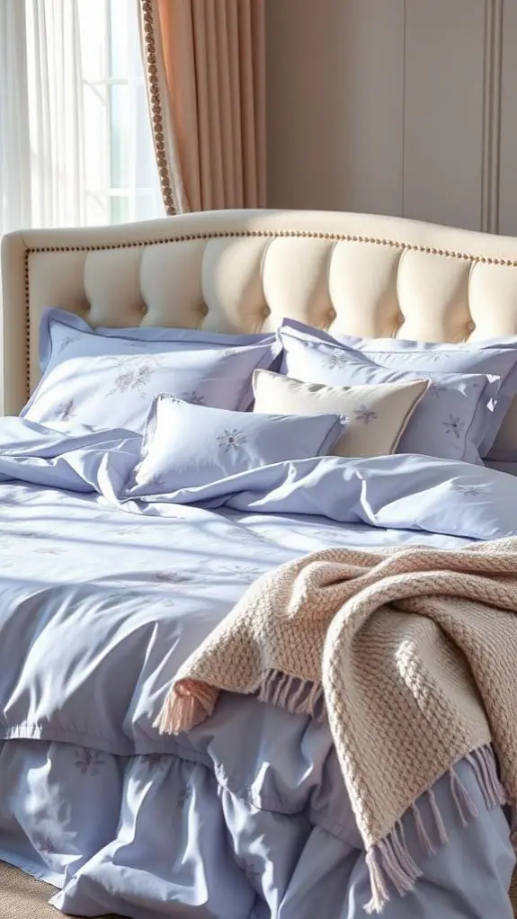 What Color Bedding Goes With Cream Headboard: 50 Unique Ideas You’ll Love 48 soft periwinkle bed linens