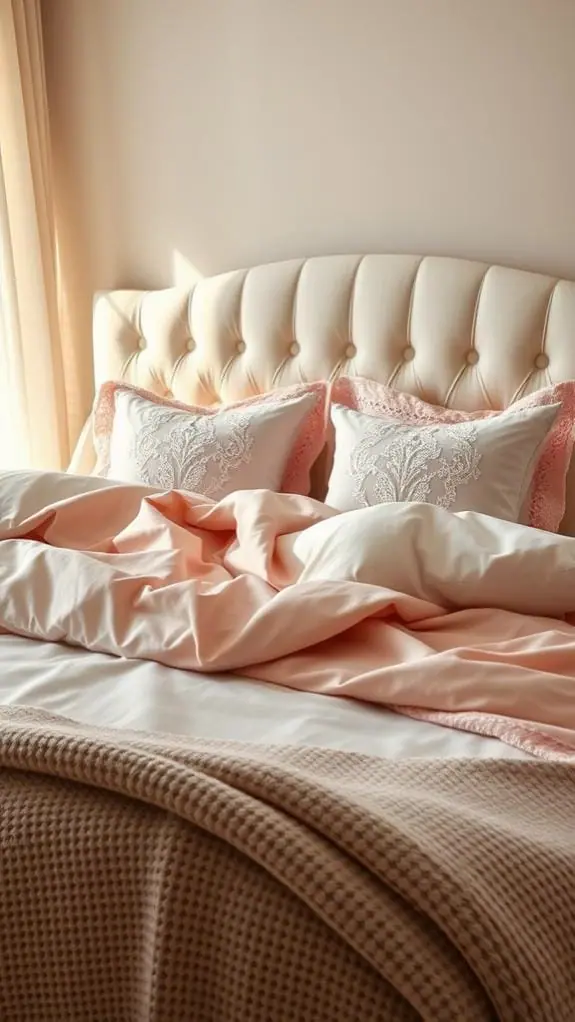 What Color Bedding Goes With Cream Headboard: 50 Unique Ideas You’ll Love 14 soft pink bed linen