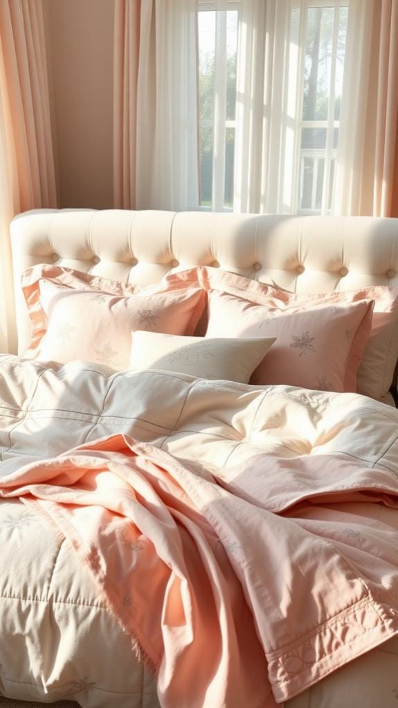 soft pink bed linens