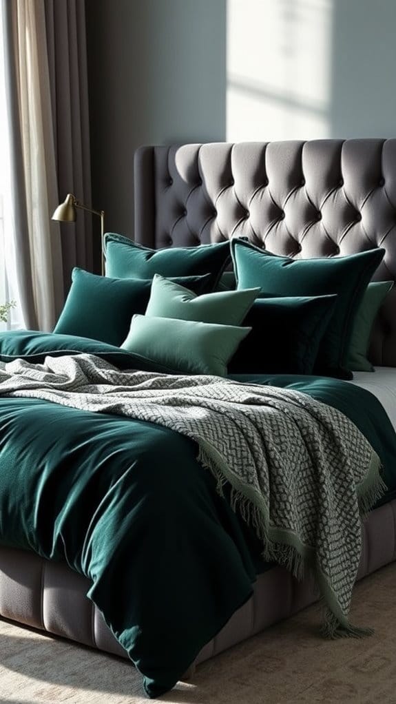 sophisticated deep green linens