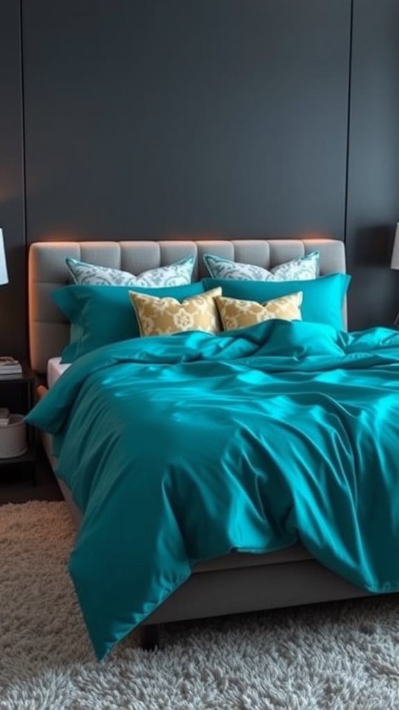 stylish teal bed linens