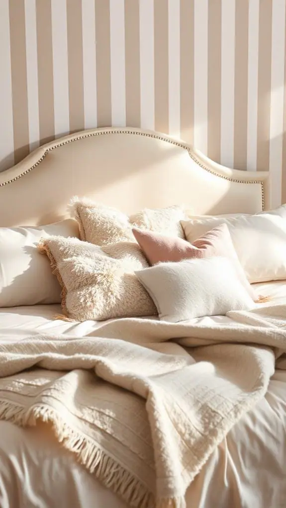 What Color Bedding Goes With Cream Headboard: 50 Unique Ideas You’ll Love 55 subtle striped bedding design