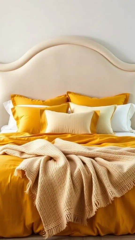 What Color Bedding Goes With Cream Headboard: 50 Unique Ideas You’ll Love 28 vibrant mustard yellow bedding