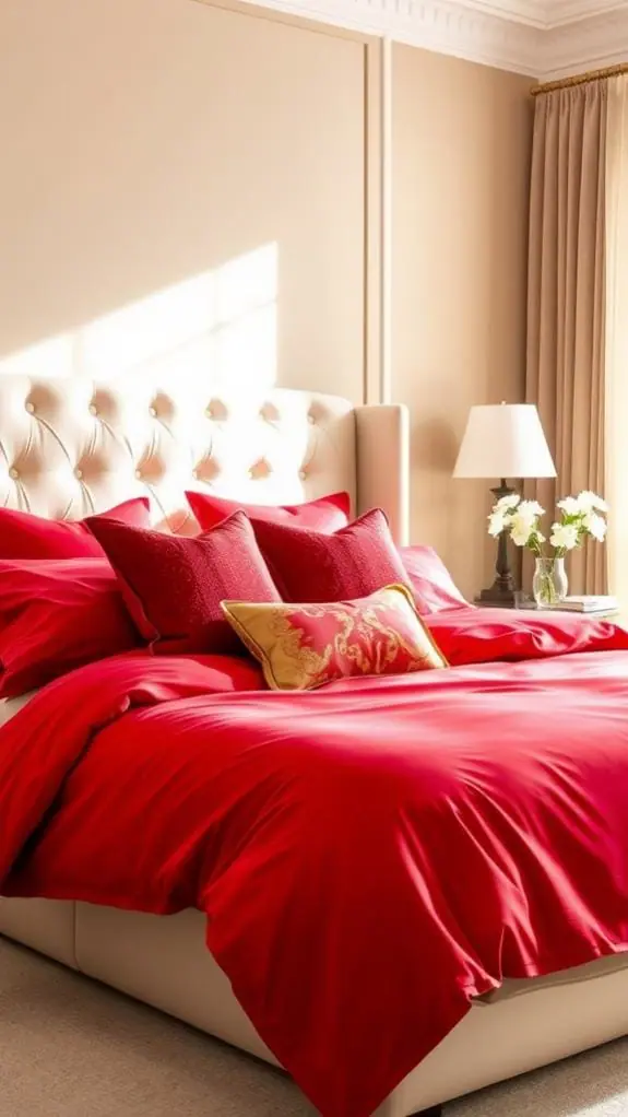 What Color Bedding Goes With Cream Headboard: 50 Unique Ideas You’ll Love 43 vibrant scarlet bed linens