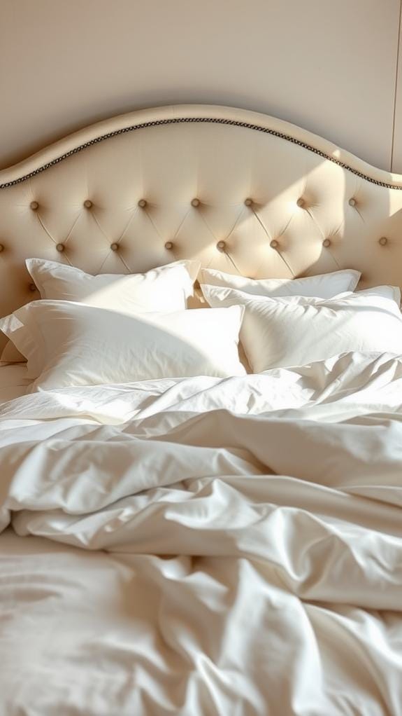 cozy light colored bed linen