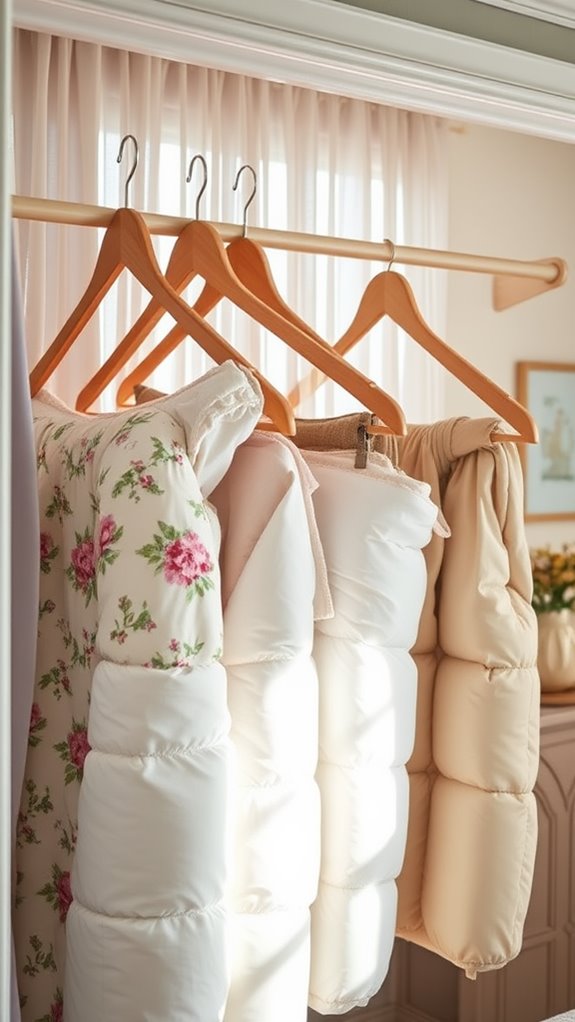 comforters displayed for drying