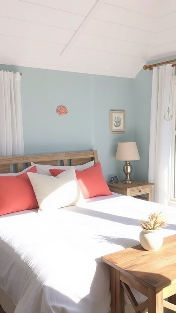 coral themed coastal bedroom decor