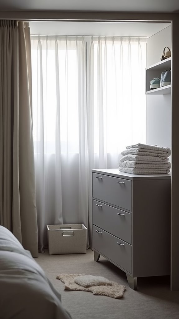 dresser stored inside closet