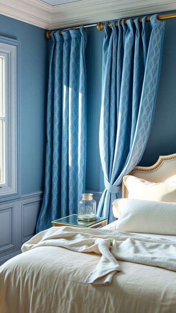 elegant blue fabric curtains