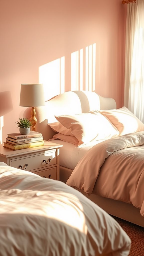 elegant dusty pink nightstands