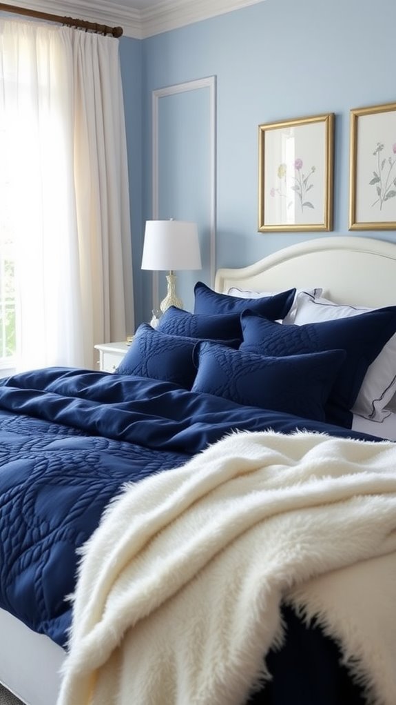 elegant navy blue bedding