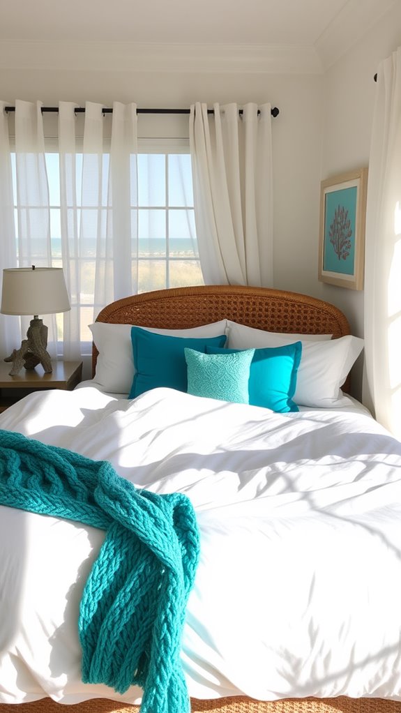 turquoise accents enhance decor