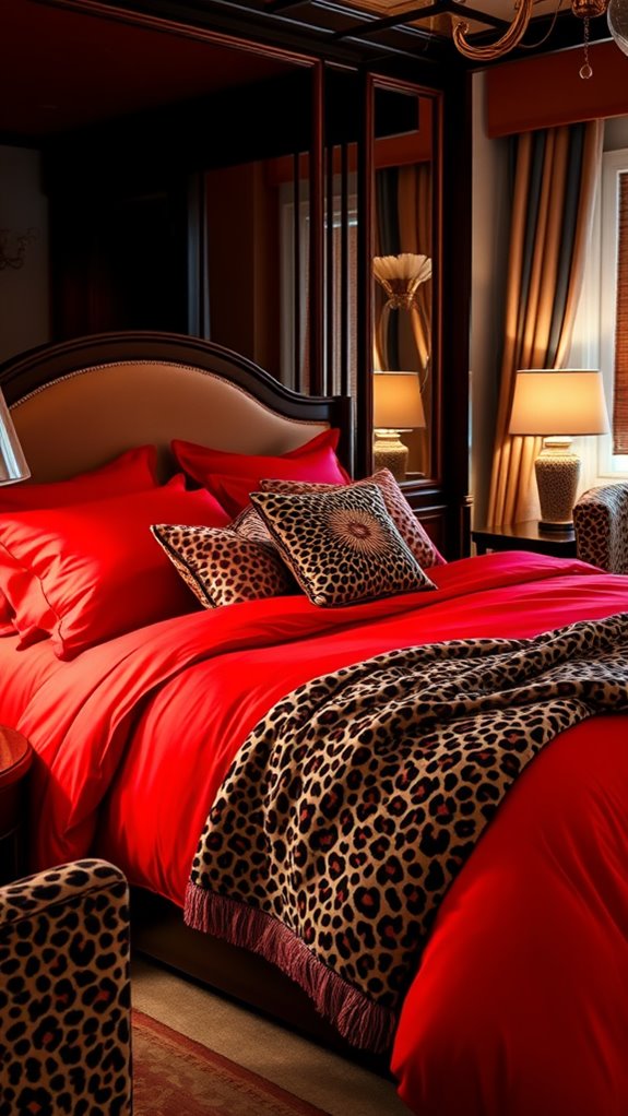 vibrant crimson bed linens