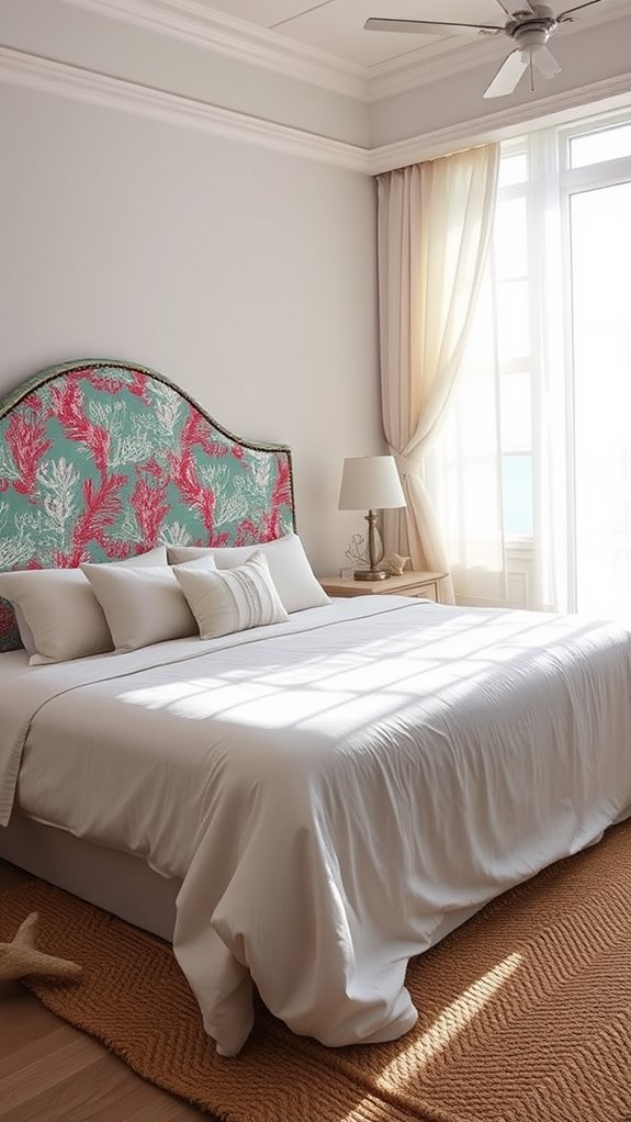 beachy print upholstered headboard