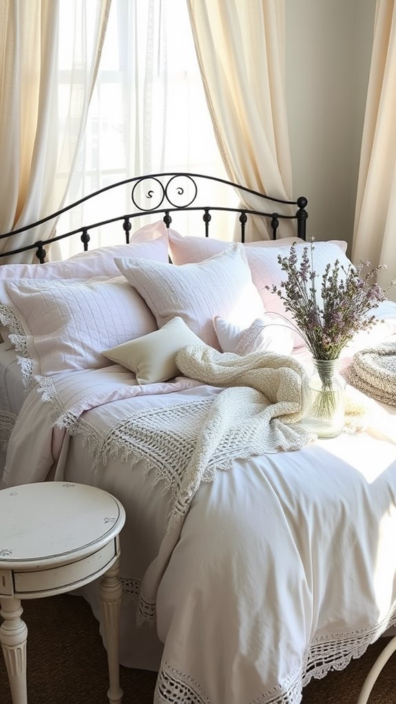 cozy layered romantic bedding