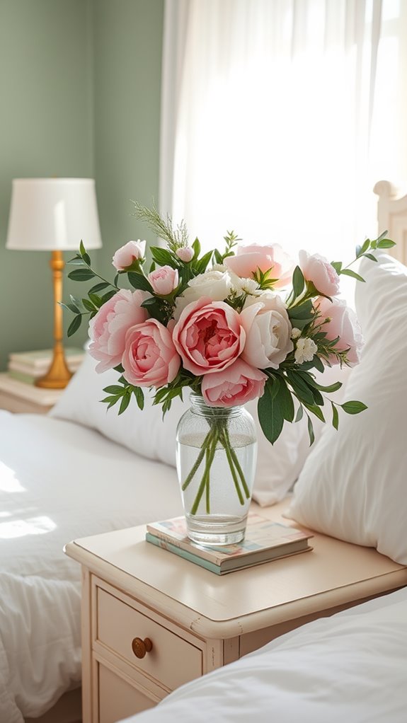 elegant nightstand floral decor