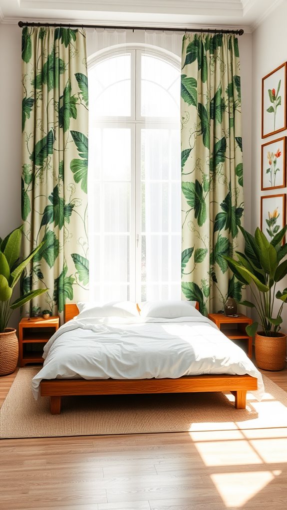 floral patterned window drapes