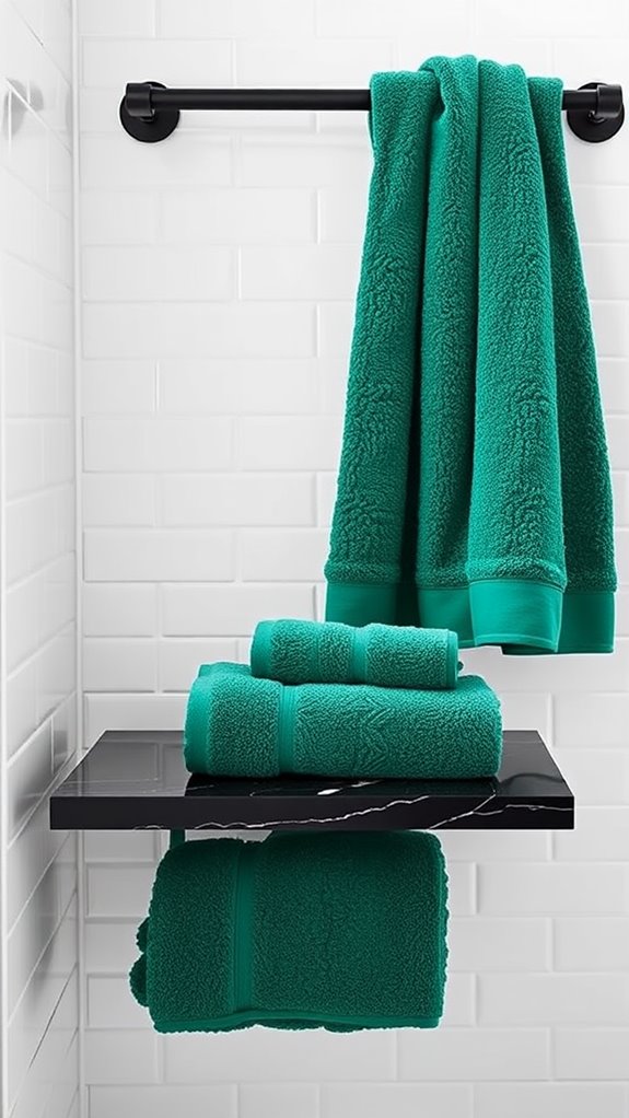 luxurious emerald green towels