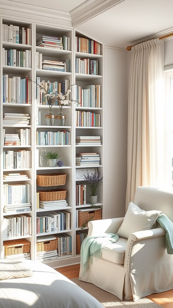 stylish bedroom bookshelf decor