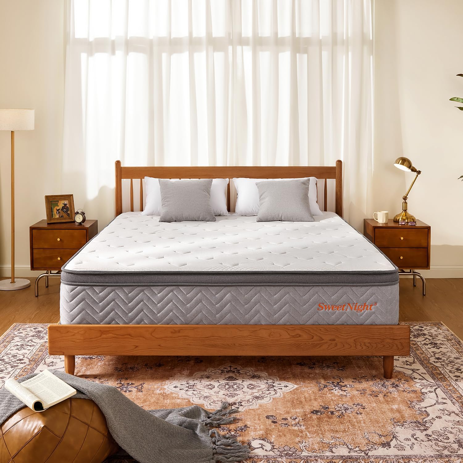 Sweetnight King Mattress,12 Inch Hybrid Mattress with Individual Pocketed Coils for Pressure Relief & Motion Isolation