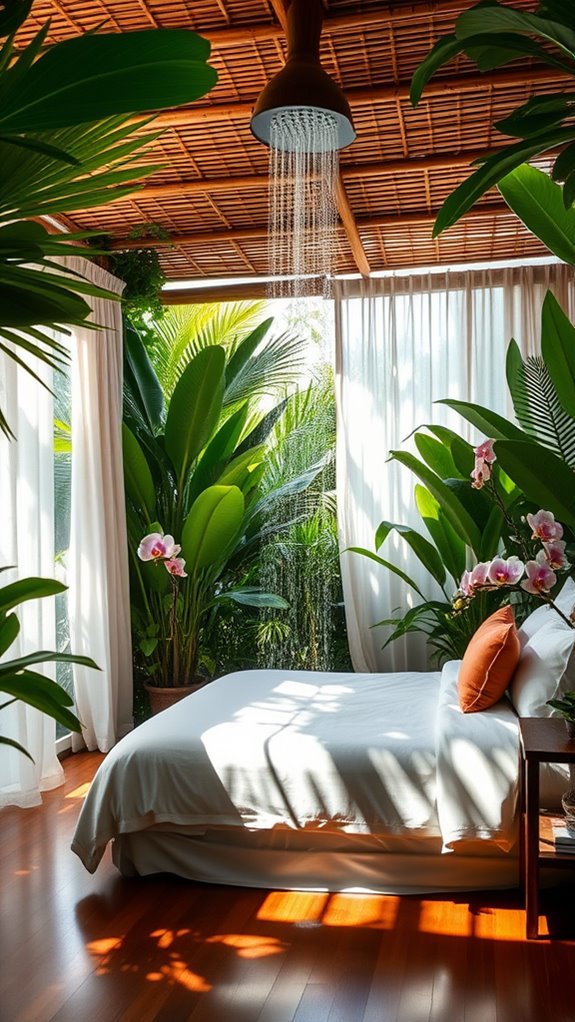 tropical rain inspired bedroom decor