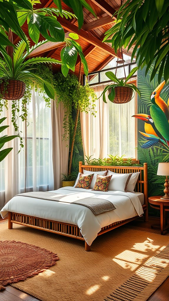 tropical themed sleeping area