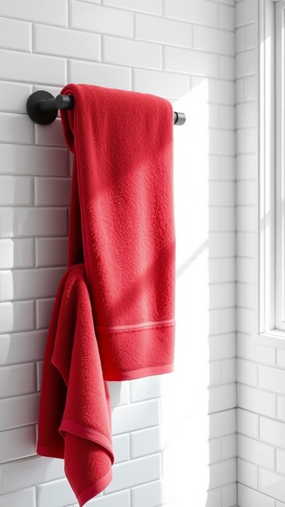 vibrant red accent towels