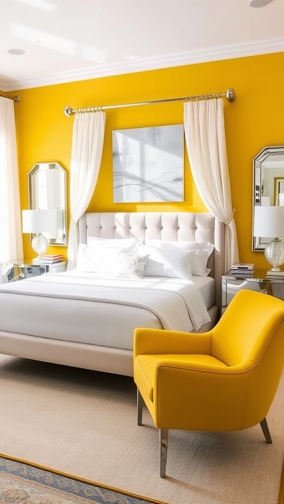 vibrant yellow with silver