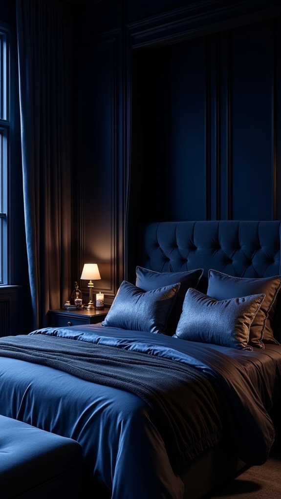 33 Stunning Dark Feminine Bedroom Looks to Love 29 deep indigo bedroom elegance