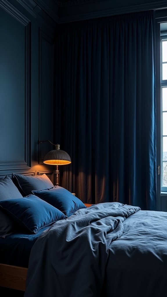 33 Stunning Dark Feminine Bedroom Looks to Love 38 deep ocean blue sanctuary
