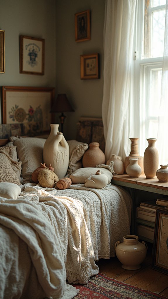 33 Creative Cluttered Bedroom Aesthetic Must-Sees 32 eclectic ceramic sculpture display