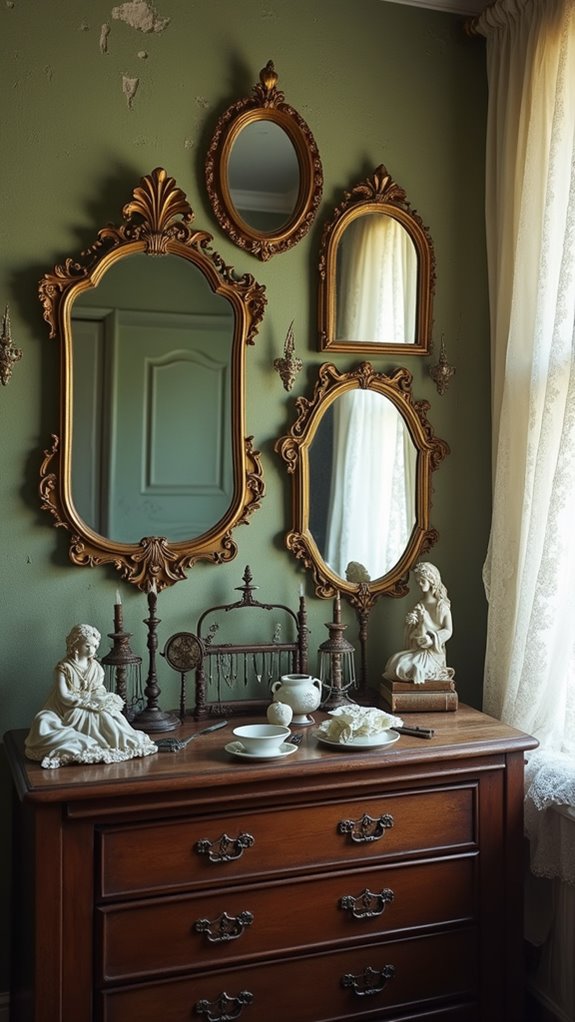 33 Creative Cluttered Bedroom Aesthetic Must-Sees 10 eclectic vintage mirror arrangement