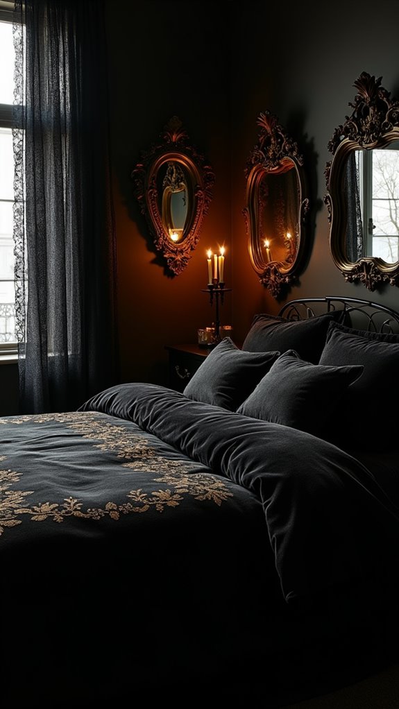 33 Stunning Dark Feminine Bedroom Looks to Love 14 glamorous black and gold