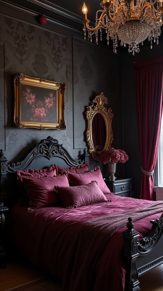 33 Stunning Dark Feminine Bedroom Looks to Love 20 gothic luxury with minimalism