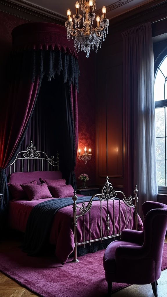 33 Stunning Dark Feminine Bedroom Looks to Love 32 gothic velvet velvet elegance
