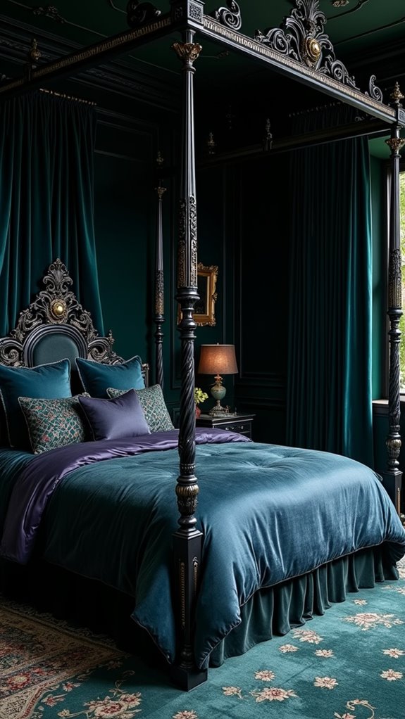 33 Stunning Dark Feminine Bedroom Looks to Love 22 jewel toned smoky sanctuary