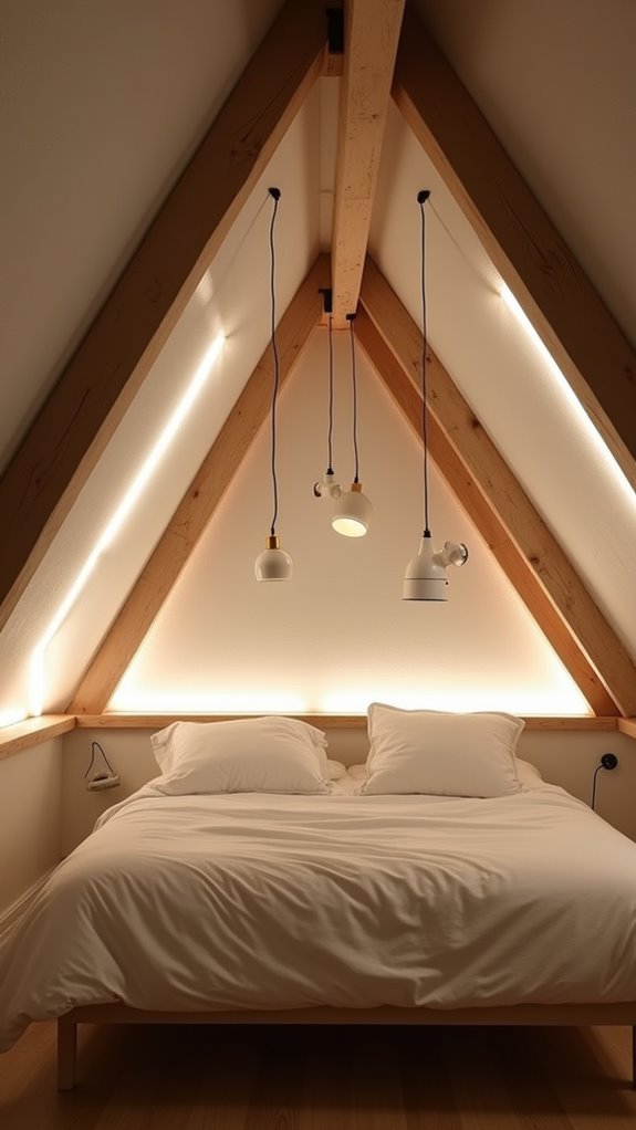 33 Low Ceiling Attic Bedroom Ideas Full of Charm 14 maximize space with lighting