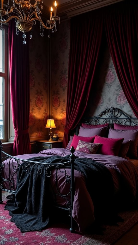 33 Stunning Dark Feminine Bedroom Looks to Love 37 velvet tapestries moody flowers
